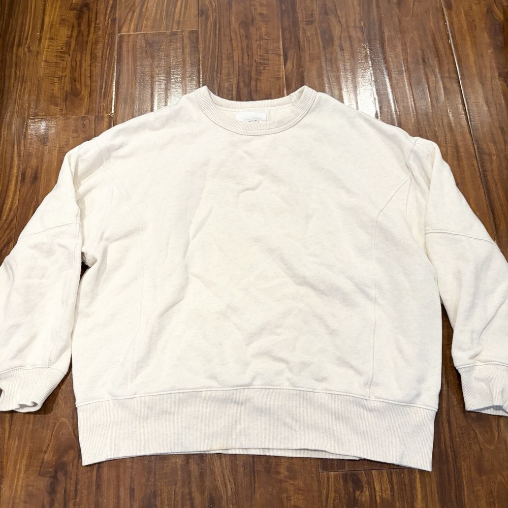 Aerie Matching Lounge Set Oversized Sweatshirt Fleece Shorts Beige 2 Piece S - Picture 4 of 8
